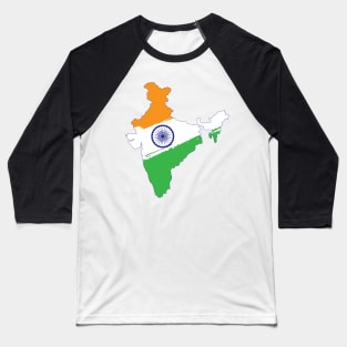 Map of India in Tricolor with Ashoka Chakra Desi Indian Baseball T-Shirt